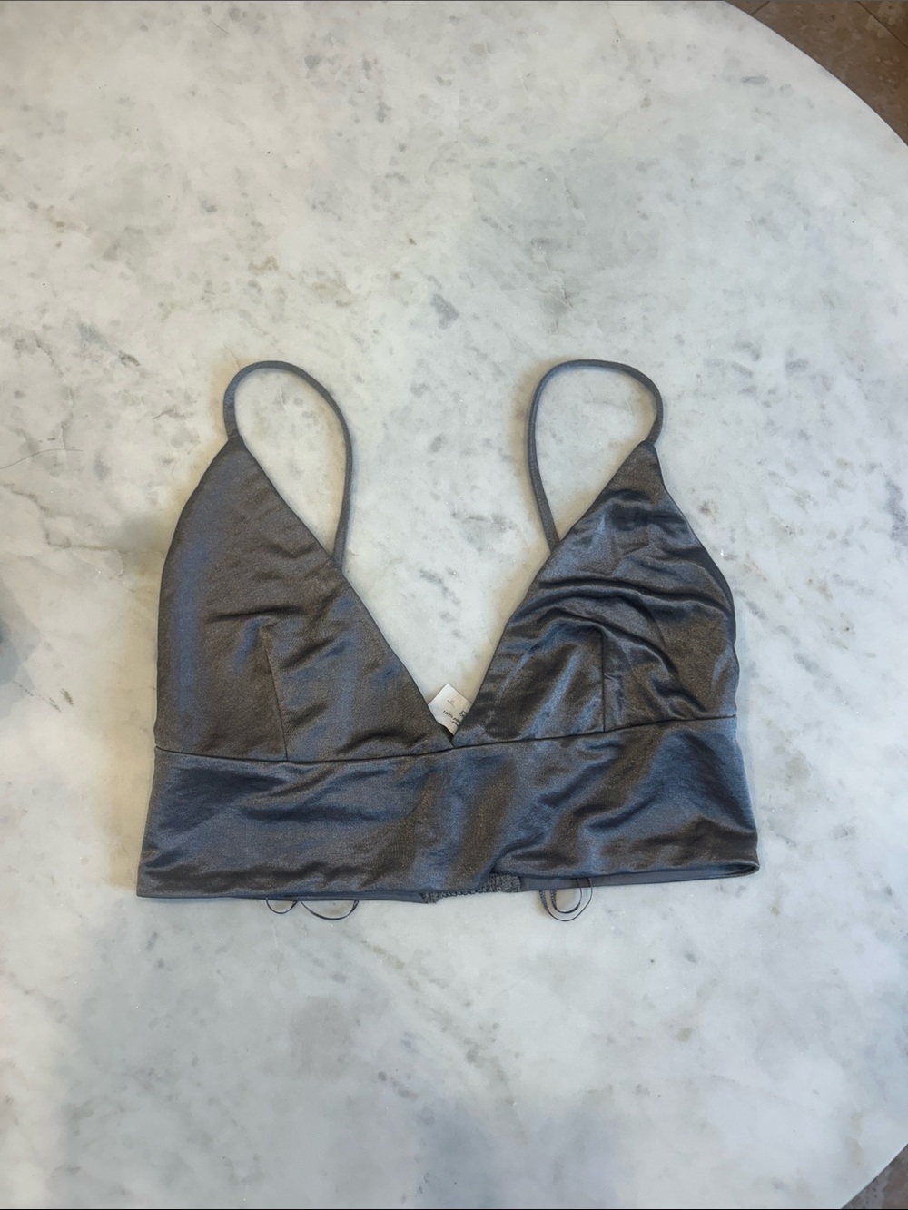 Zara Metallic Crop Top v Neck